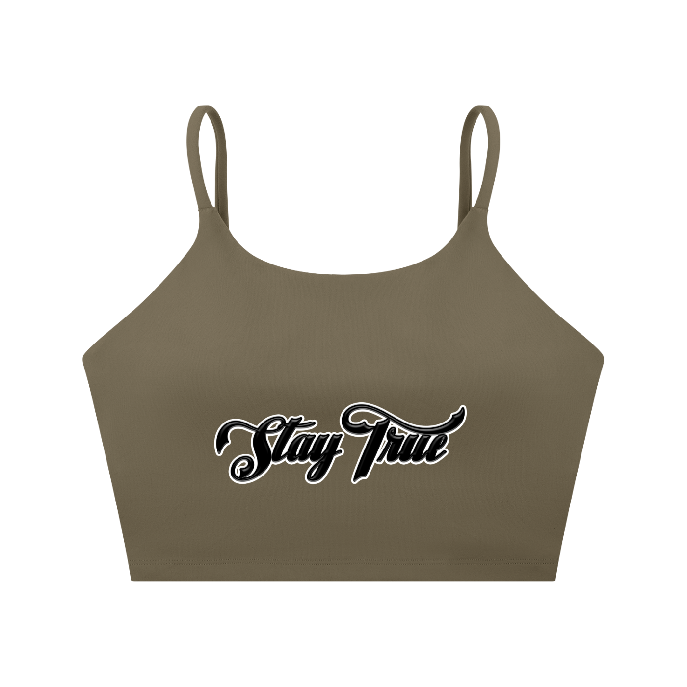 "STAY TRUE" Spaghetti Strap Yoga Sports Bra