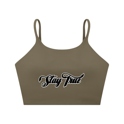 "STAY TRUE" Spaghetti Strap Yoga Sports Bra