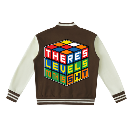 "LEVELS" Two-Tone Fleeced Varsity Jacket