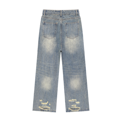 Men's Vintage Wash Distressed Denim Jeans