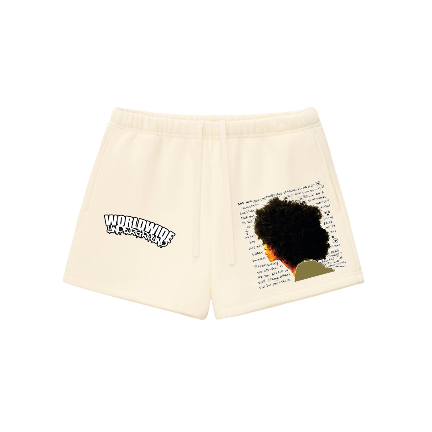 "Worldwide Underground" Fleece Drawstring Sweatshorts