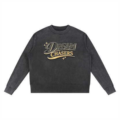 "DREAM CHASERS" Mineral Wash Oversized Sweater