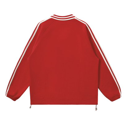 PYN™ x BKRP™ "Cut & Sew" Contrast Striped Lapel Collar Sweatshirt