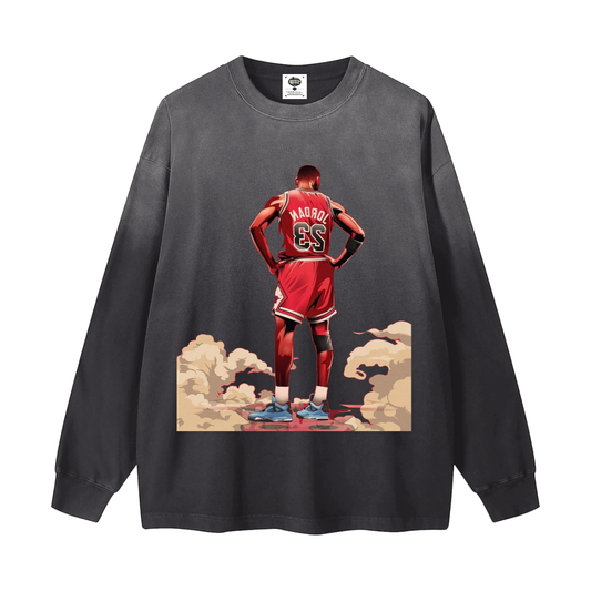 "All The Smoke" Gradient Washed Long Sleeve T-Shirt