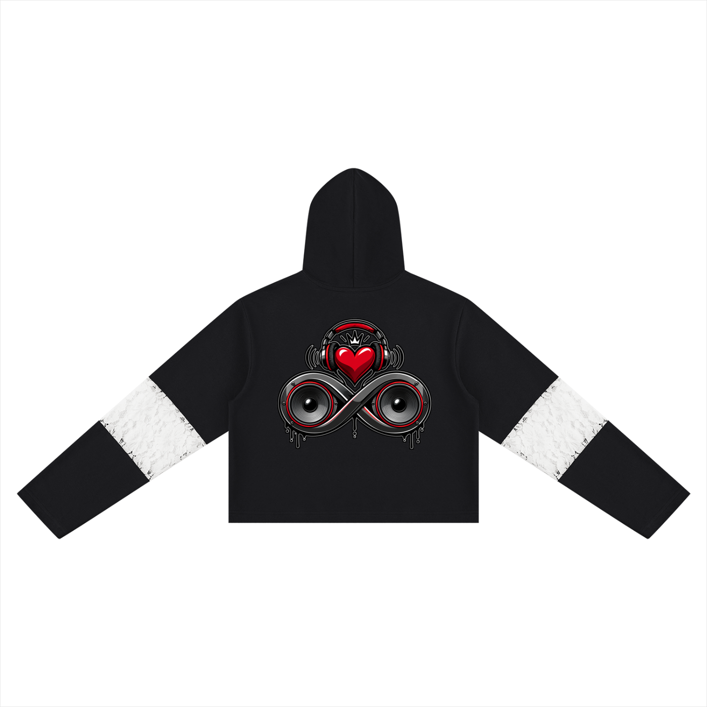 Infinity Sione™ "Heartbeatz" Women’s Cropped Lace-Panel Hoodie