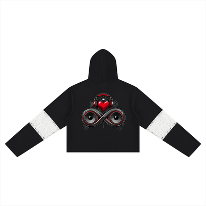 Infinity Sione™ "Heartbeatz" Women’s Cropped Lace-Panel Hoodie