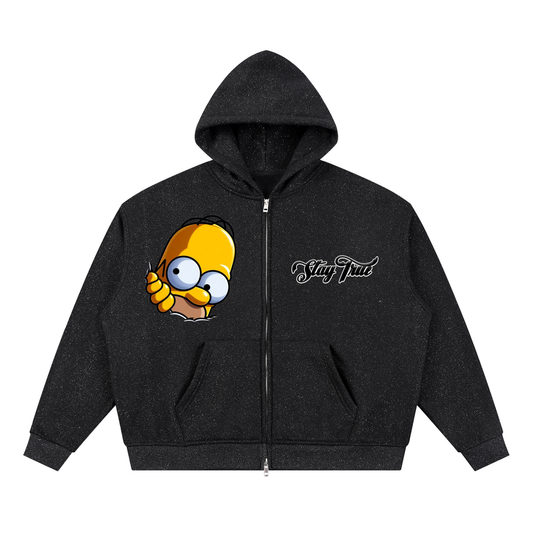 Homer Simpson™ "Peekaboo" Sparkles Full Zip Boxy Hoodie