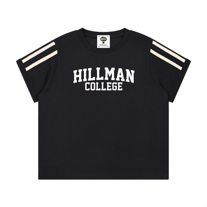 "Hillman College" Women's Varsity Stripe T-Shirt