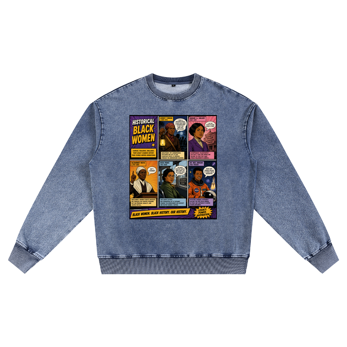 "Queens Vol.2" Women's Snow Wash Oversized Crewneck Sweatshirt