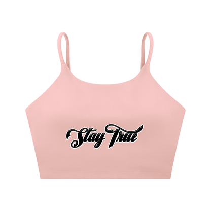 "STAY TRUE" Spaghetti Strap Yoga Sports Bra