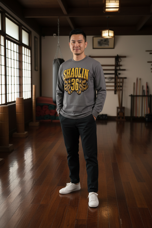 PYN™ "Golden Dragon" Crewneck Long-Sleeve T-Shirt