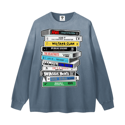"In The Booth" Gradient Washed Long Sleeve T-Shirt