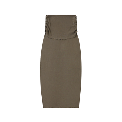 Women's Dyed Washed Straight Hip-Hugging Slim Maxi Skirt