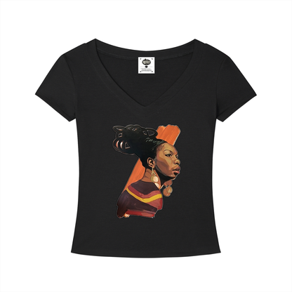 "NINA" Tencel Slim Fit V-Neck T-Shirt