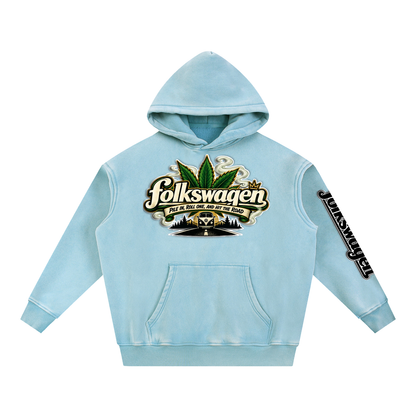 "Folkswagen" Snow Wash Fleece Oversize Hoodie