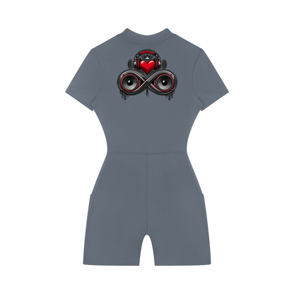 Infinity Sione™ "Heartbeatz" Women's Quarter-Zip Short Sleeve Romper