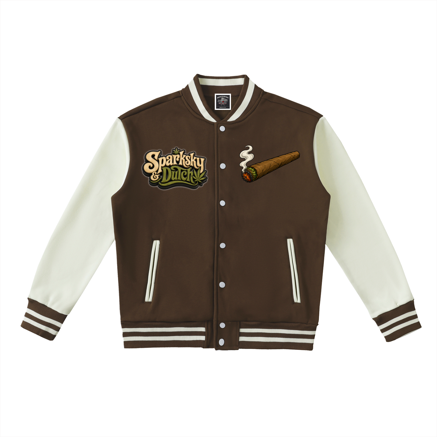 "Sparksky & Dutch" Two-Tone Fleeced Varsity Jacket