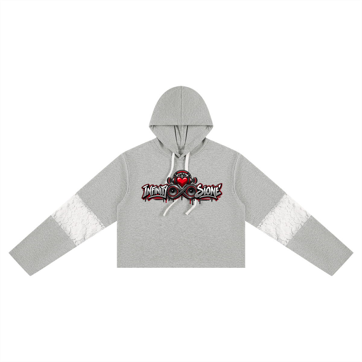 Infinity Sione™ "Heartbeatz" Women’s Cropped Lace-Panel Hoodie