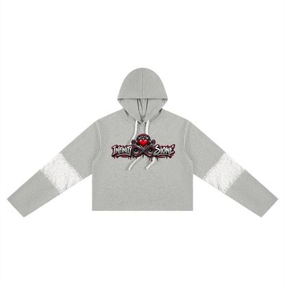 Infinity Sione™ "Heartbeatz" Women’s Cropped Lace-Panel Hoodie