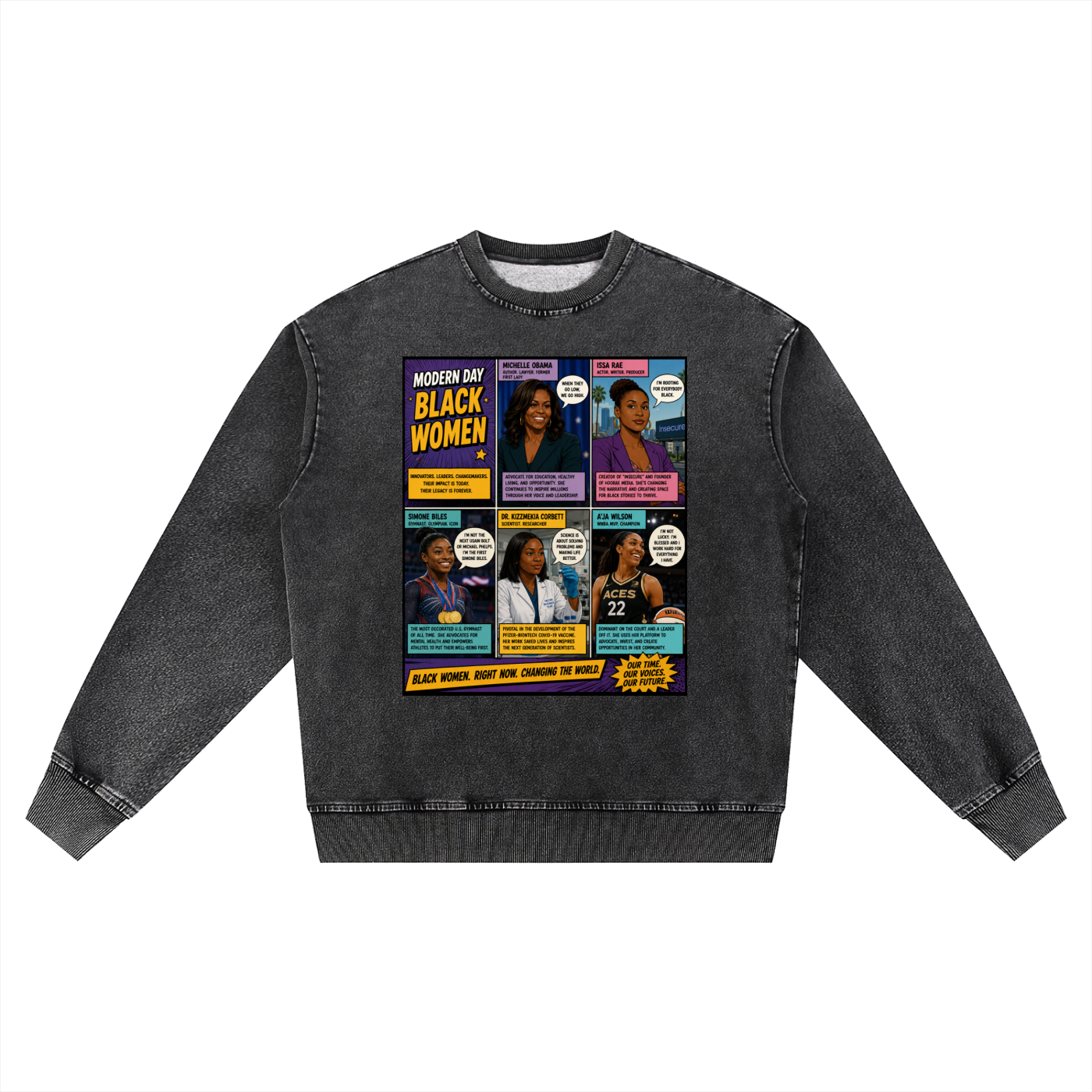 "Queens Vol.1" Women's Snow Wash Oversized Crewneck Sweatshirt