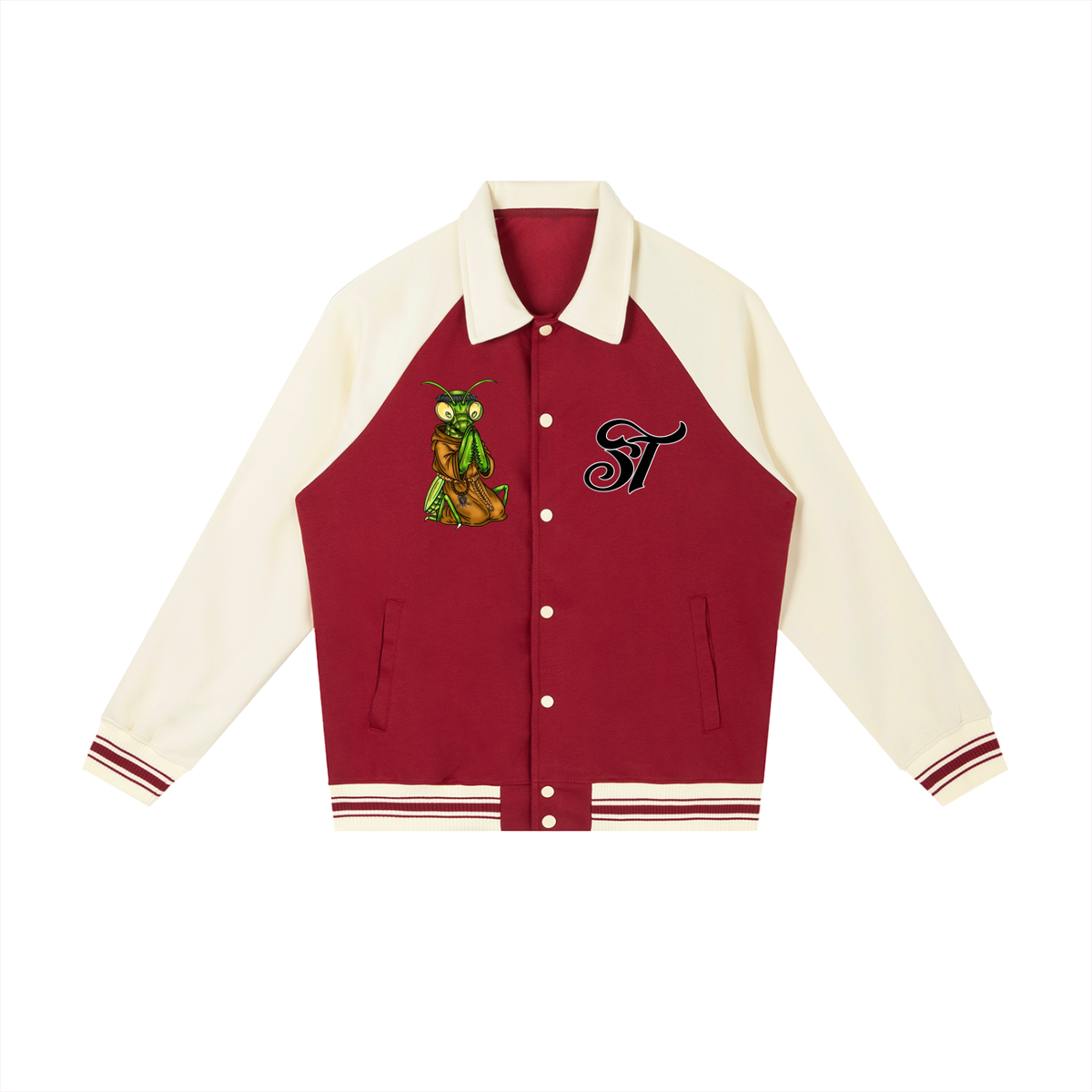 Brooklyn Zoo™ "Father Mantis" Contrast Raglan Sleeve Baseball Jacket