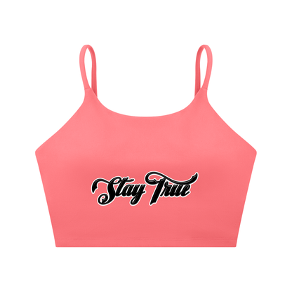 "STAY TRUE" Spaghetti Strap Yoga Sports Bra