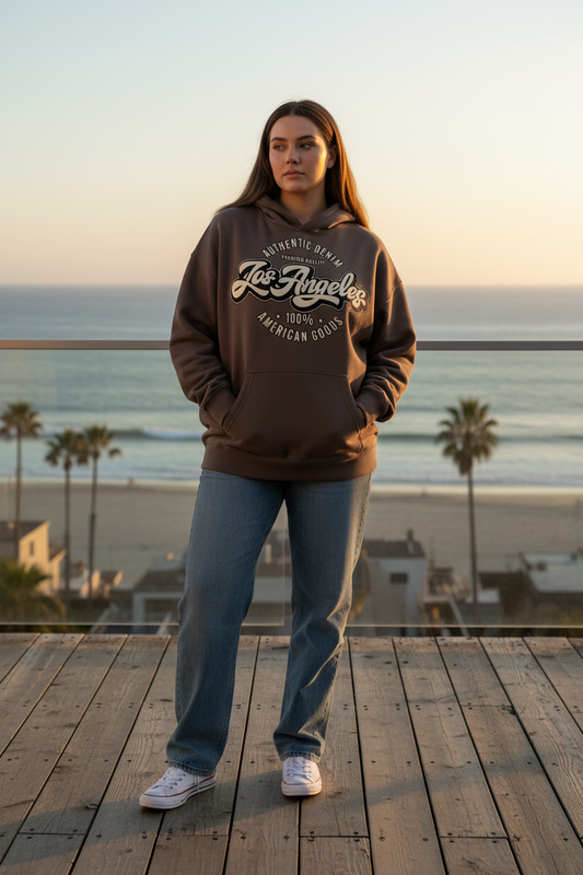 “LA Denim Mfg.” Oversize Fleeced Hoodie