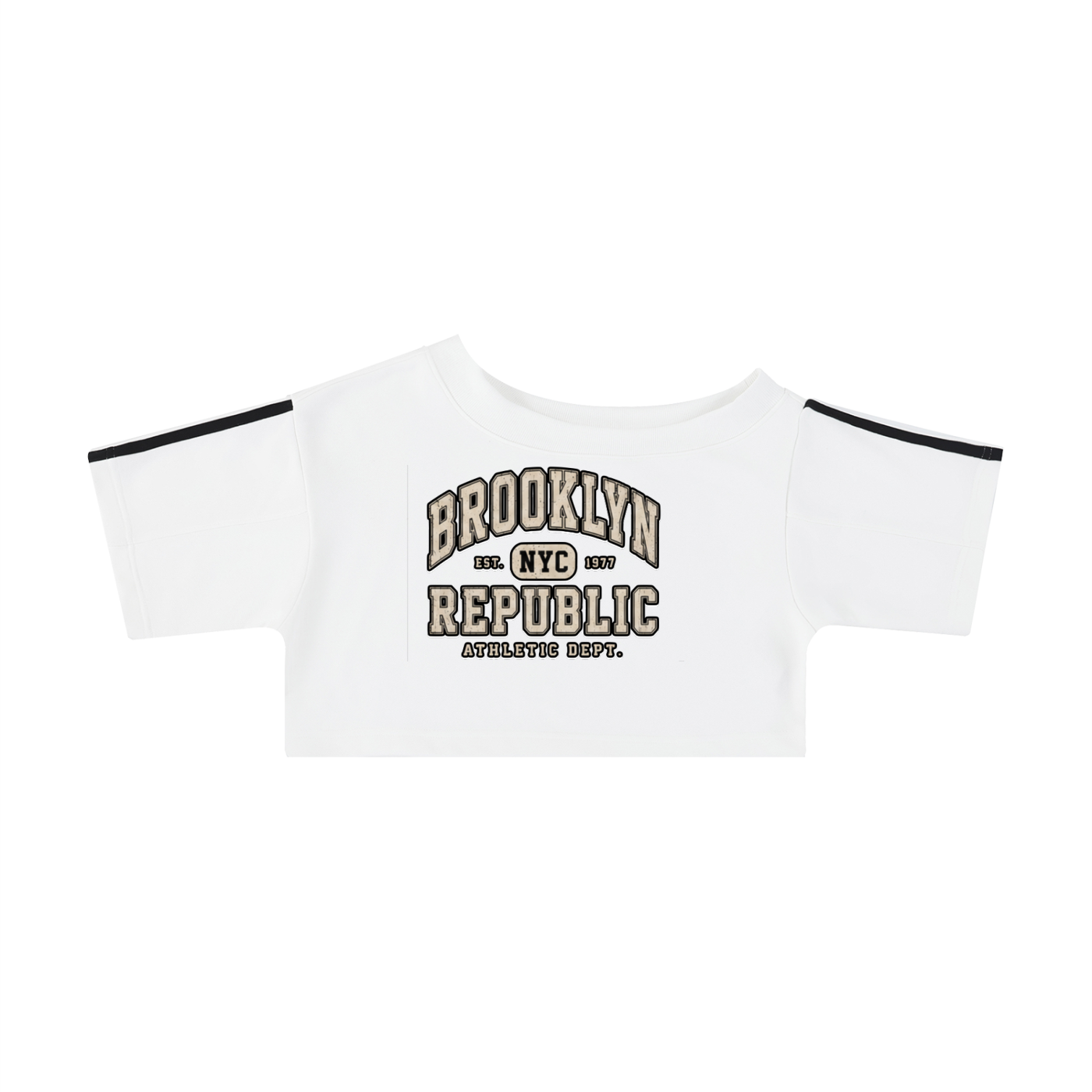 "Brooklyn Republic Essentials" Women's Off-the-Shoulder Crop T-Shirt