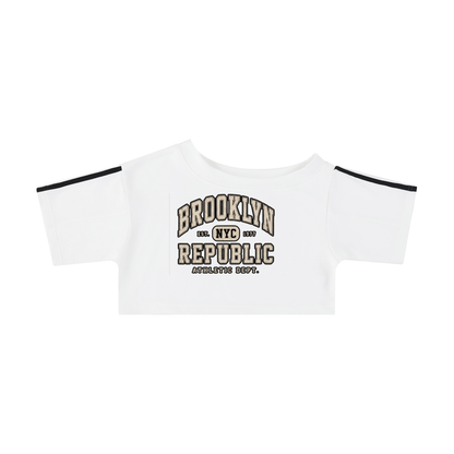 "Brooklyn Republic Essentials" Women's Off-the-Shoulder Crop T-Shirt