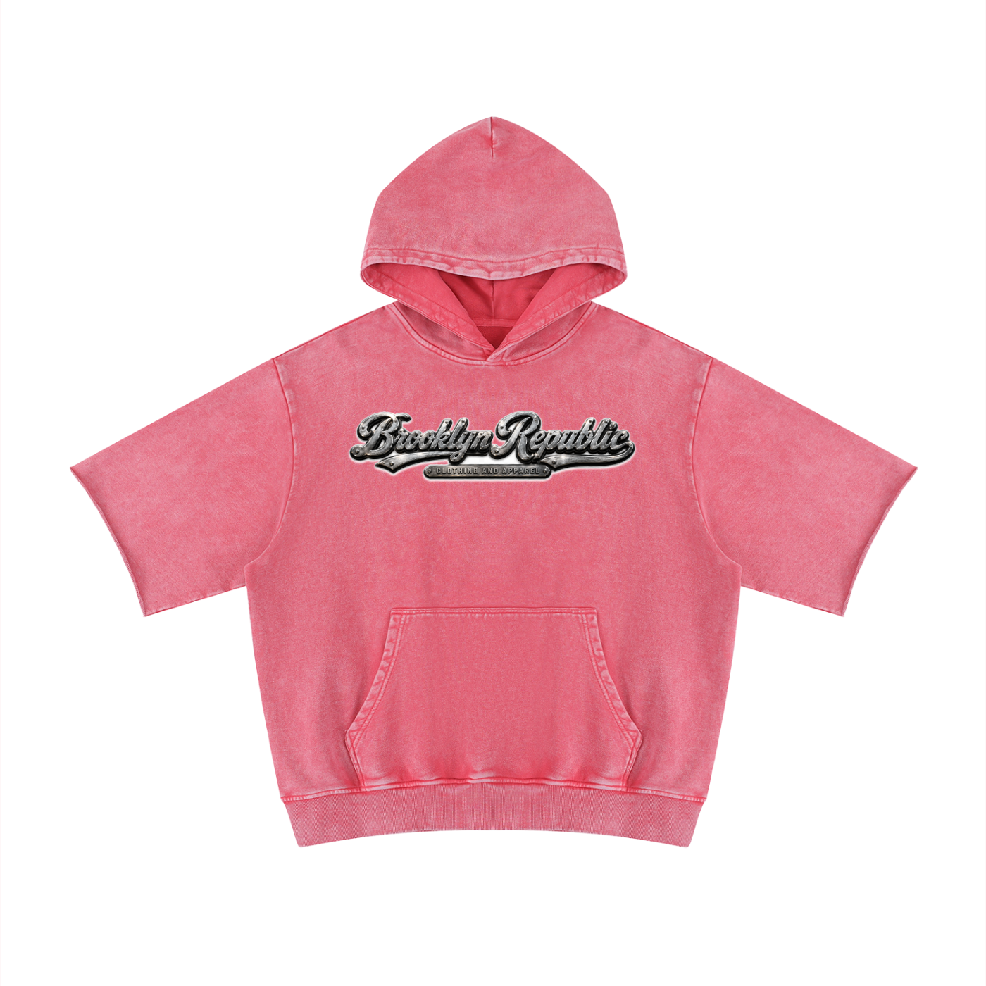 "Brooklyn Strong" Mineral Wash Short Sleeve Hoodie
