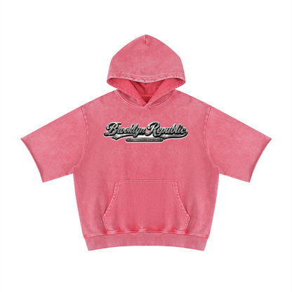 "Brooklyn Strong" Mineral Wash Short Sleeve Hoodie