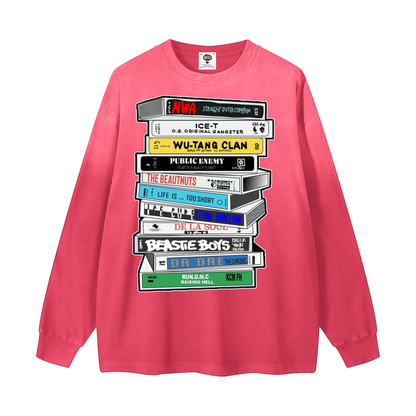 "In The Booth" Gradient Washed Long Sleeve T-Shirt
