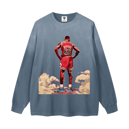 "All The Smoke" Gradient Washed Long Sleeve T-Shirt