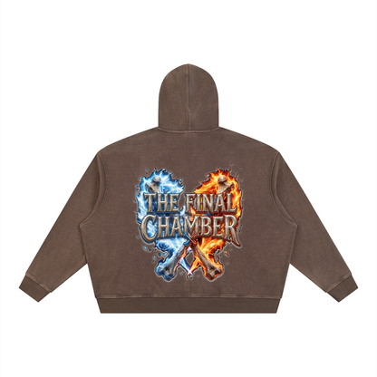 PYN™ "The Final Chamber" Vintage Wash Boxy Waffle Full Zip Hoodie
