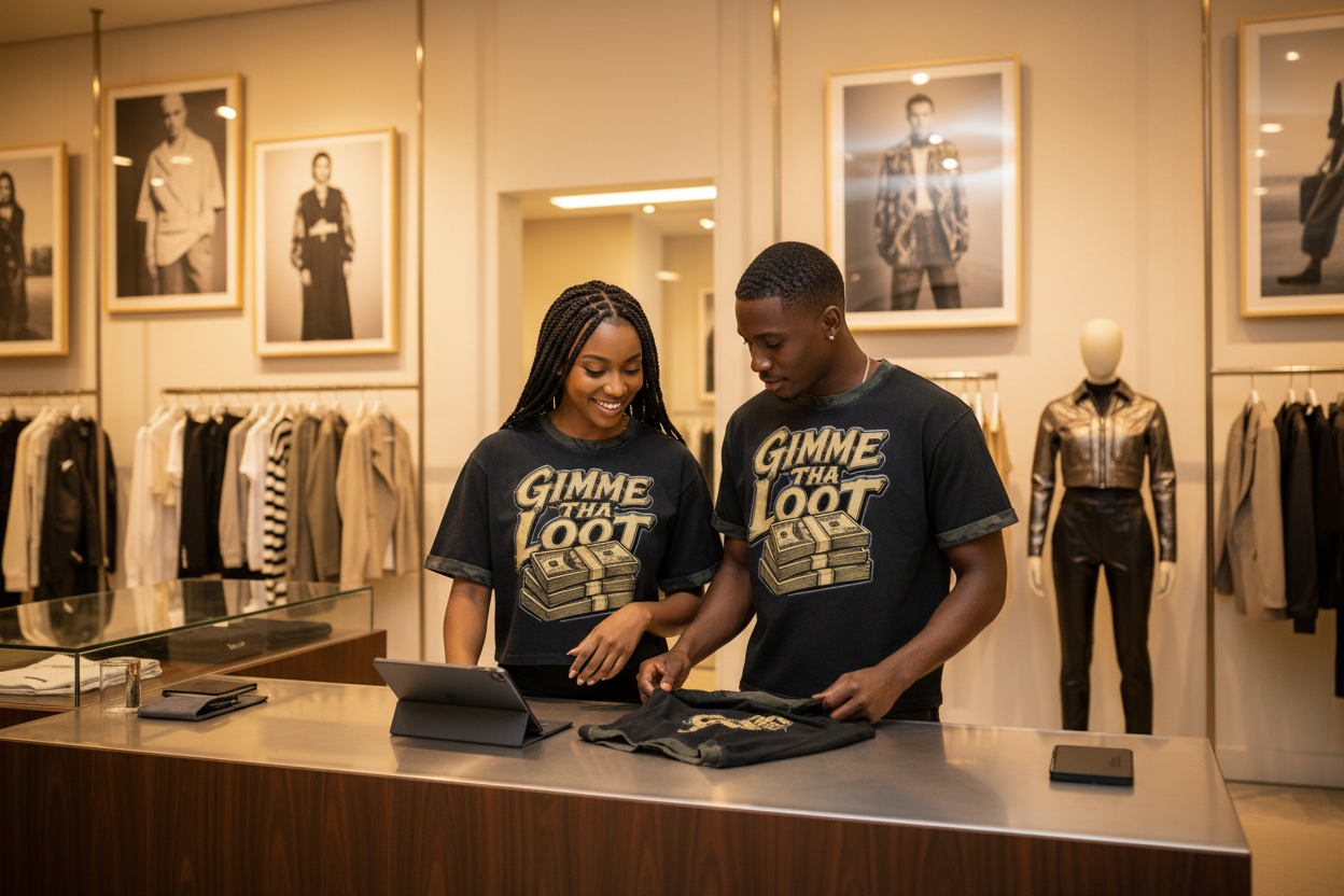 "Gimme Tha Loot" Mineral Washed Boxy Panel T-Shirt