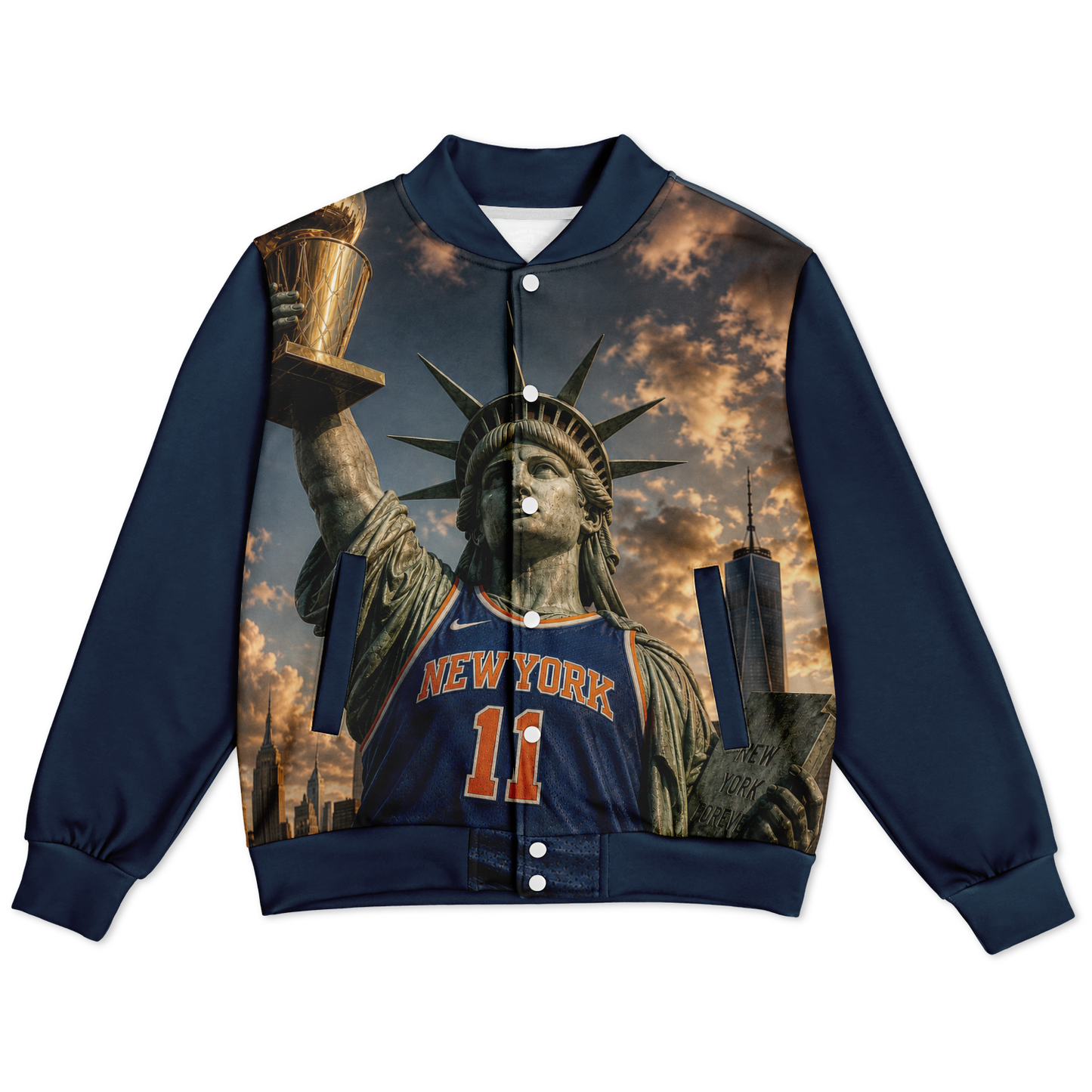 “Orange and Blue Skies” Heavyweight Baseball Jacket