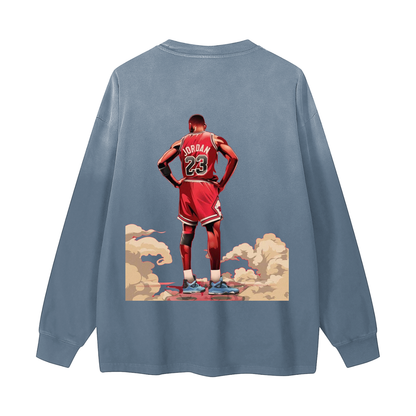 "All The Smoke" Gradient Washed Long Sleeve T-Shirt