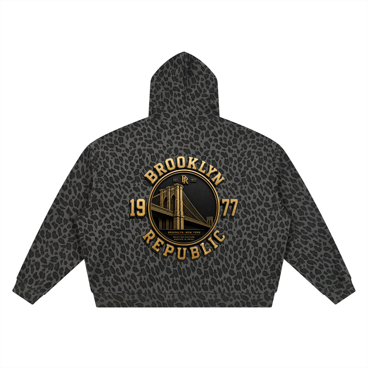 "Golden Standard" Leopard Print Waffle Full Zip Hoodie