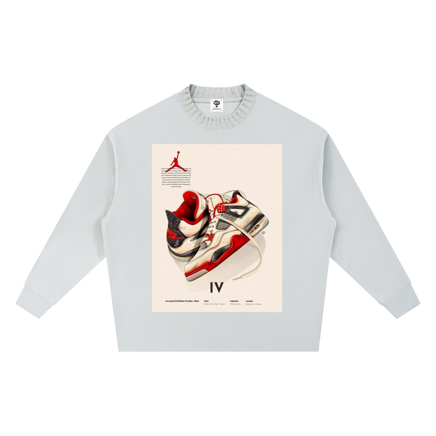 "AJ 4 BRED" Knitted Round Neck Oversize Sweatshirt