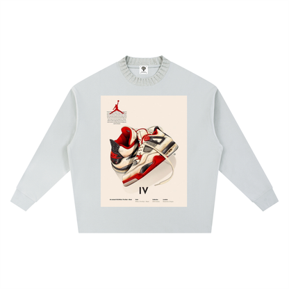 "AJ 4 BRED" Knitted Round Neck Oversize Sweatshirt