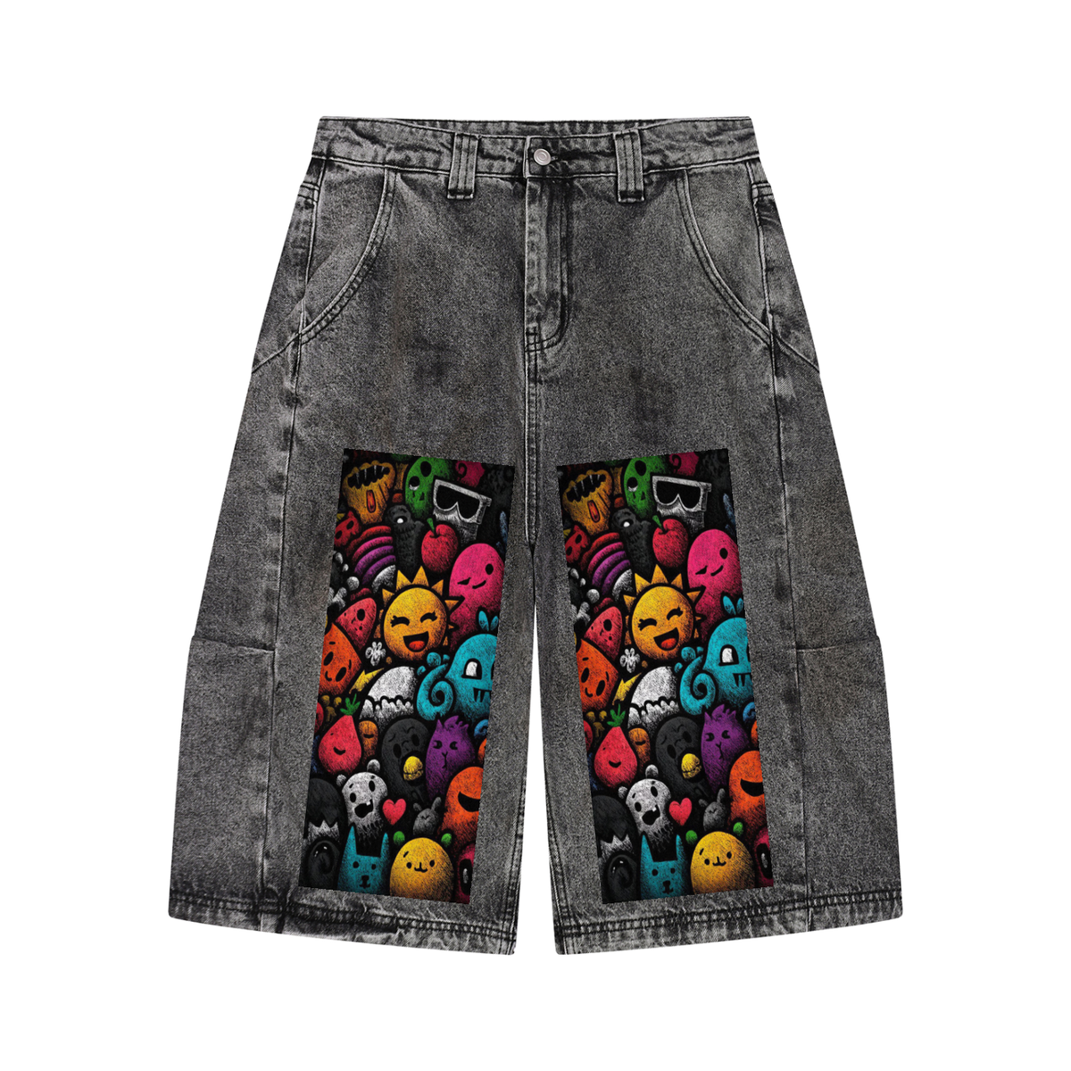 BPS™ "Deranged" Men’s Vintage Wash Denim Long Shorts