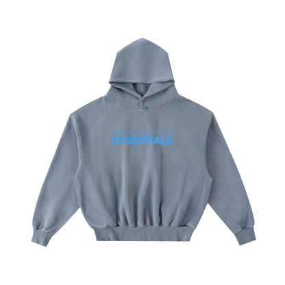 Brooklyn Republic Essentials™ Embroidered Frayed Enzyme Washed Fleece Hoodie