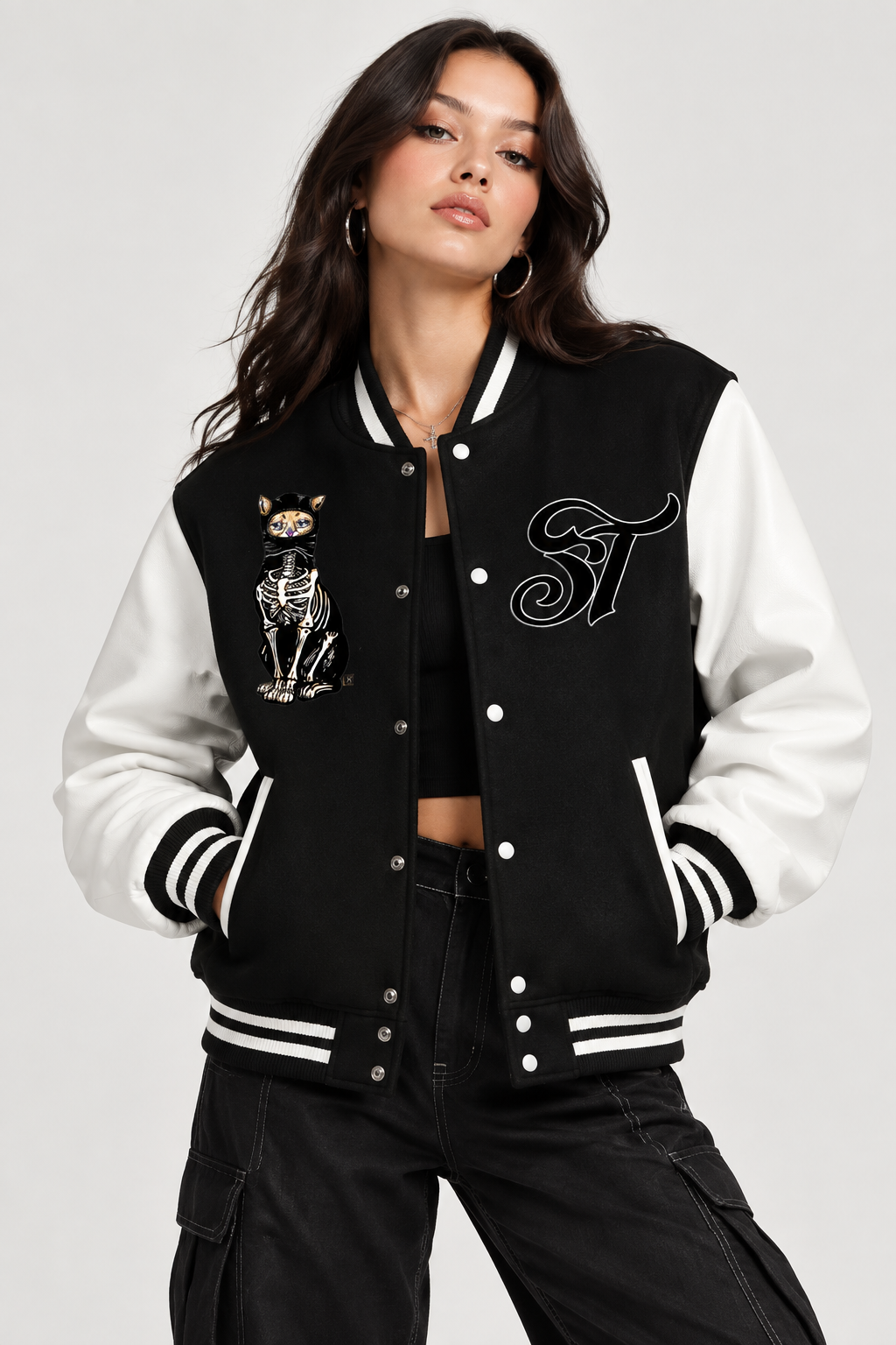 Brooklyn Zoo™ "Selina Kyle" Two-Tone Fleeced Varsity Jacket