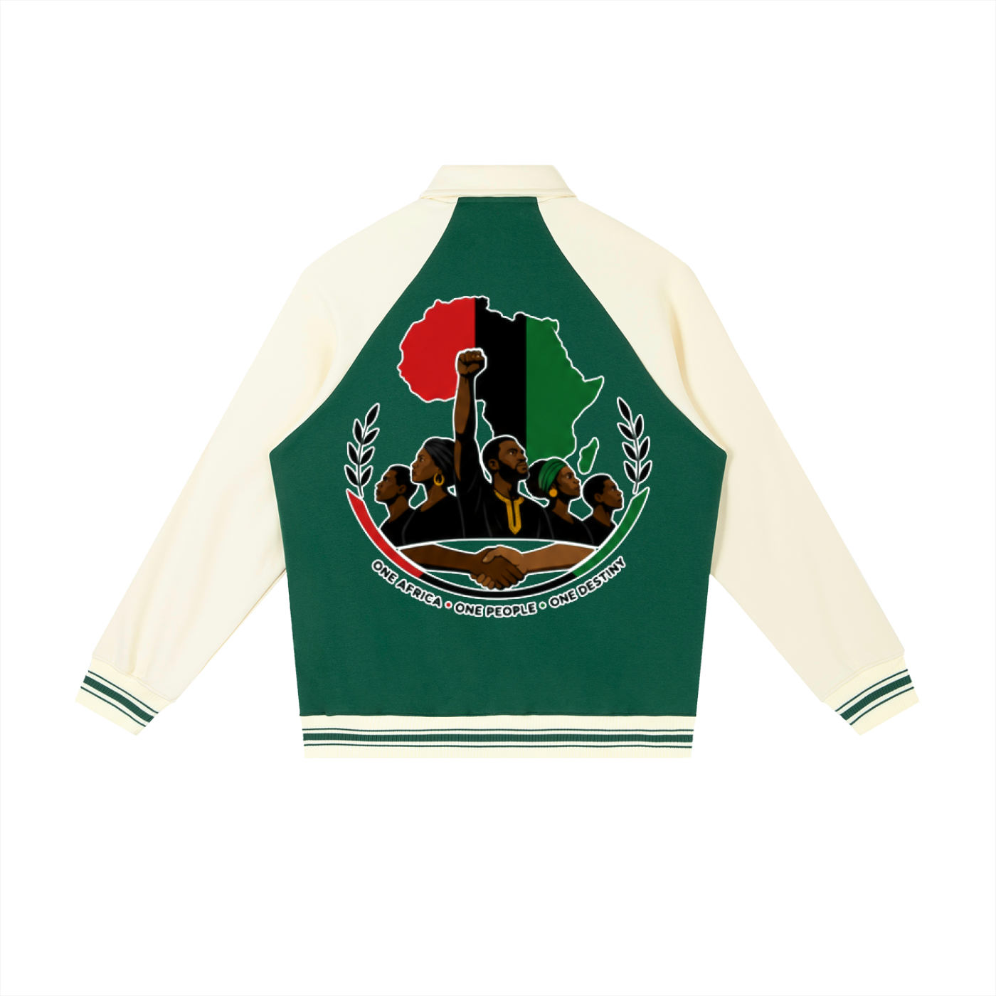 "One Blood" Raglan Sleeve Baseball Jacket