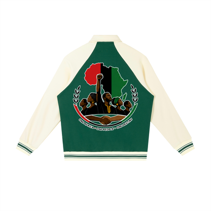 "One Blood" Raglan Sleeve Baseball Jacket