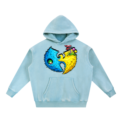 PYN™ "Wally Champ" Snow Wash Fleece Oversize Hoodie