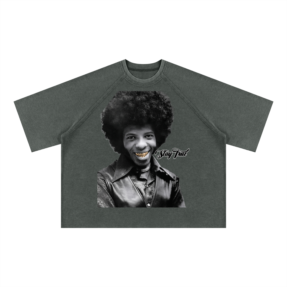 "Sly Stone" Mineral Wash Boxy Waffle T-Shirt