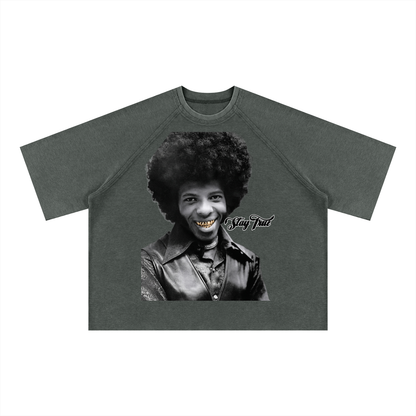 "Sly Stone" Mineral Wash Boxy Waffle T-Shirt