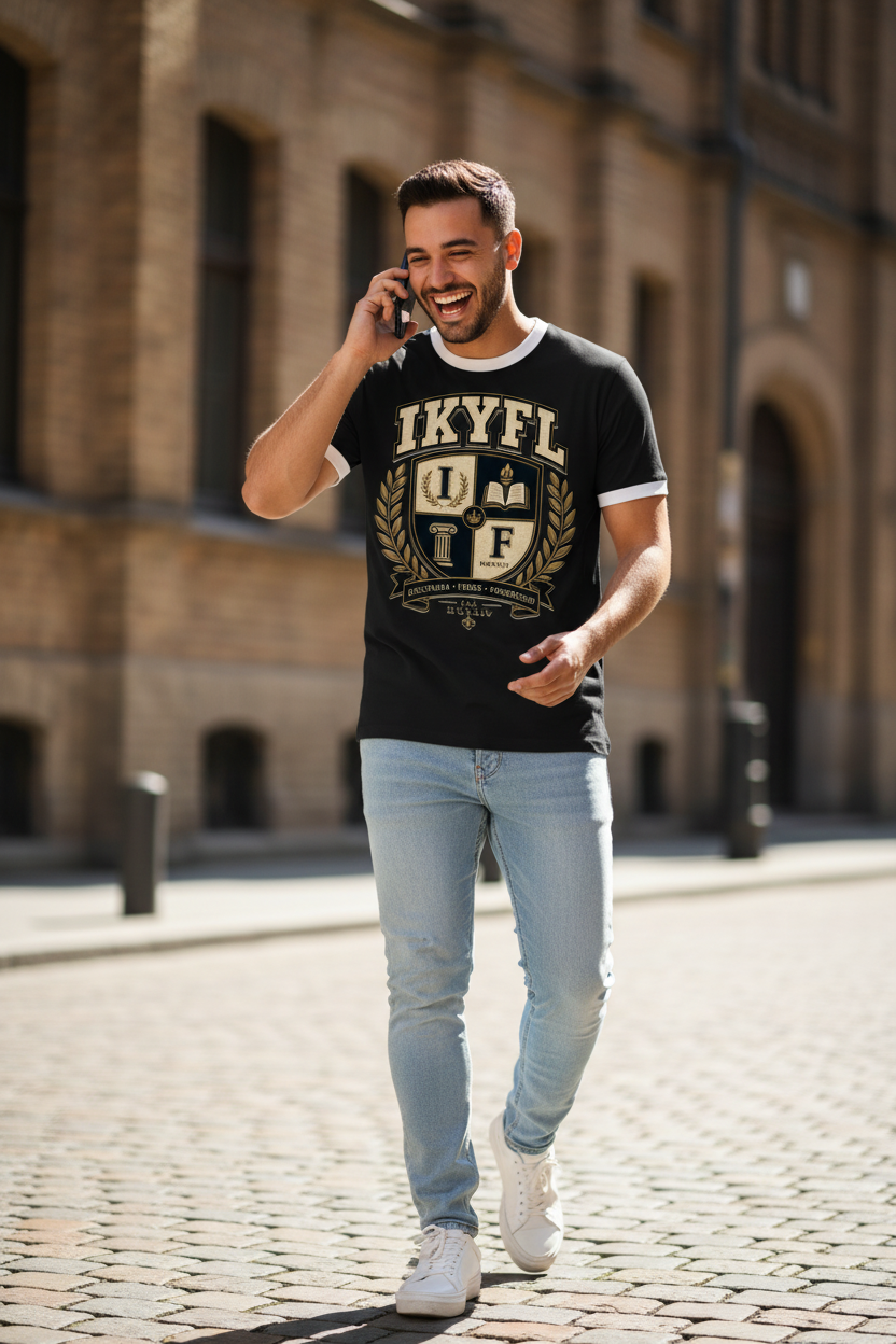 "IKYFL" Contrast Edge Crewneck T-Shirt