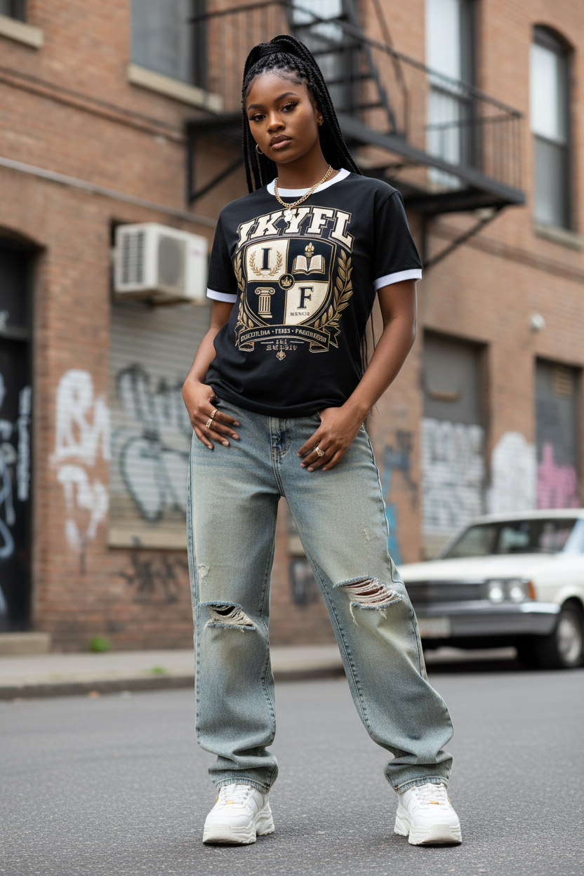 "IKYFL" Unisex Contrast Edge Crewneck T-Shirt